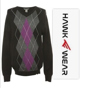 Hawk Wear Argyle V-Neck Knit Sweater